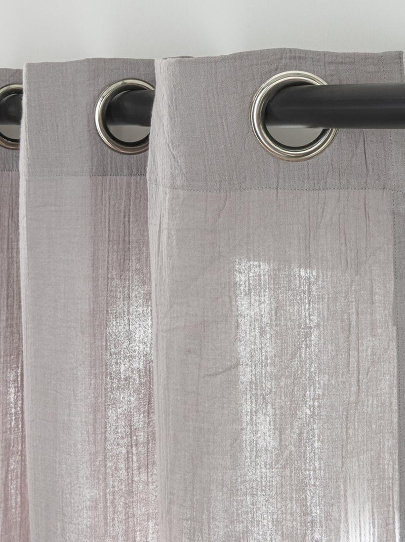 Future Home - Rideau uni en gaze de coton oeillets à l'unité 140x300cm Gris - Kiabi
