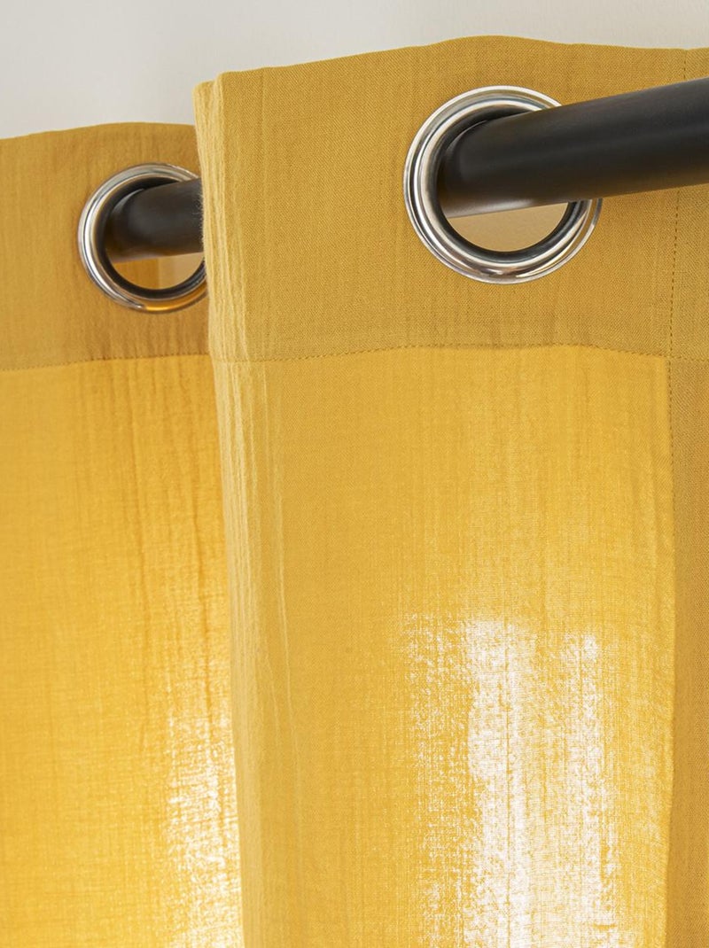 Future Home - Rideau uni en gaze de coton oeillets à l'unité 140x300cm Jaune - Kiabi