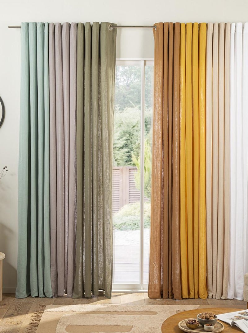 Future Home - Rideau uni en gaze de coton oeillets à l'unité 140x300cm Jaune - Kiabi