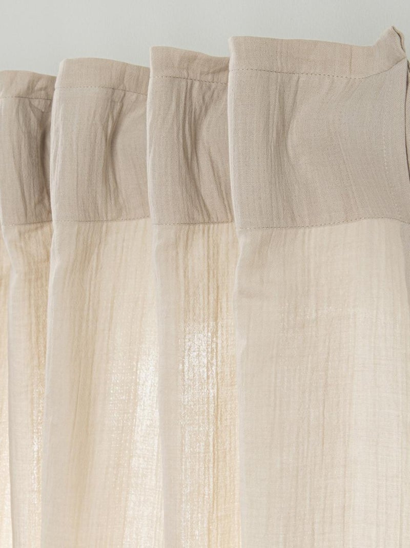 Future Home - Rideau uni en gaze de coton pattes cachées à l'unité 140x260cm Beige - Kiabi