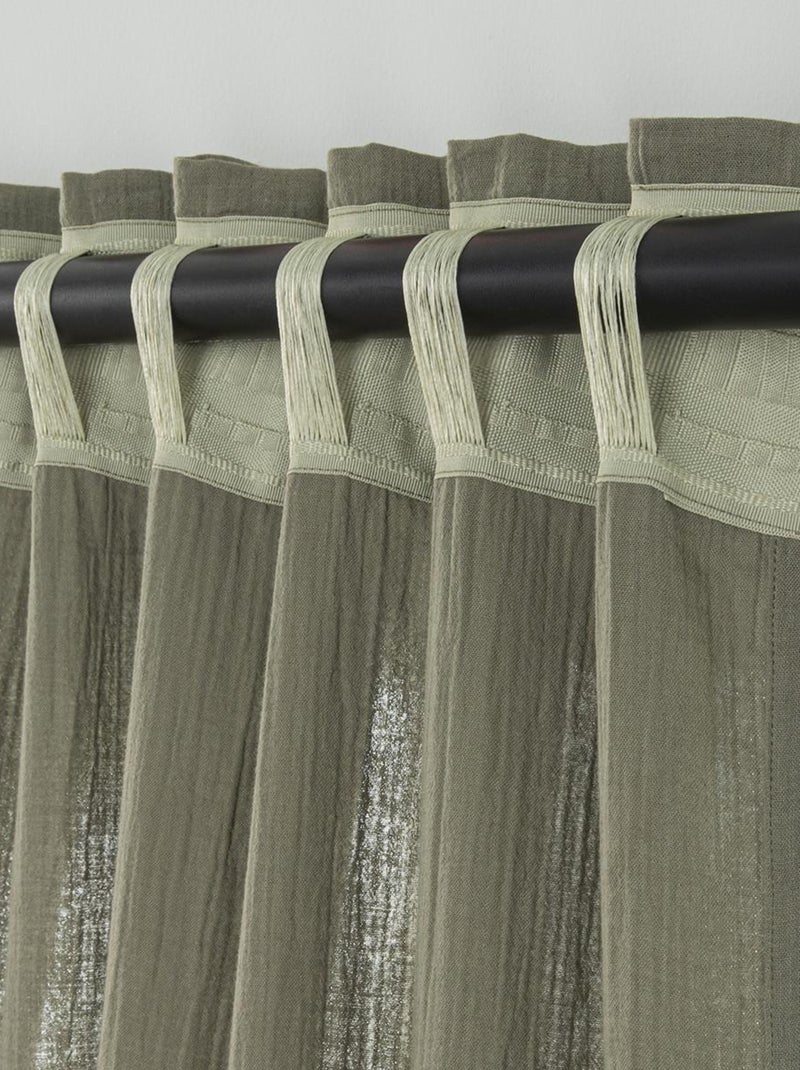 Future Home - Rideau uni en gaze de coton pattes cachées à l'unité 140x260cm Vert kaki - Kiabi
