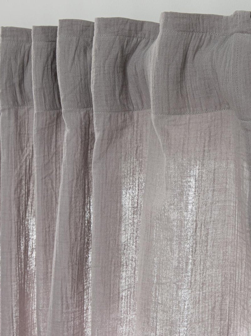 Future Home - Rideau uni en gaze de coton pattes cachées à l'unité 140x300cm Gris - Kiabi