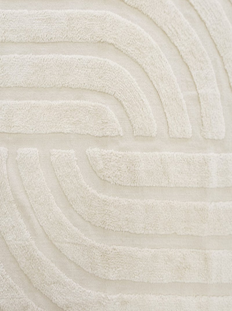 Future Home - Tapis déco à franges en coton tufté Ecru - Kiabi