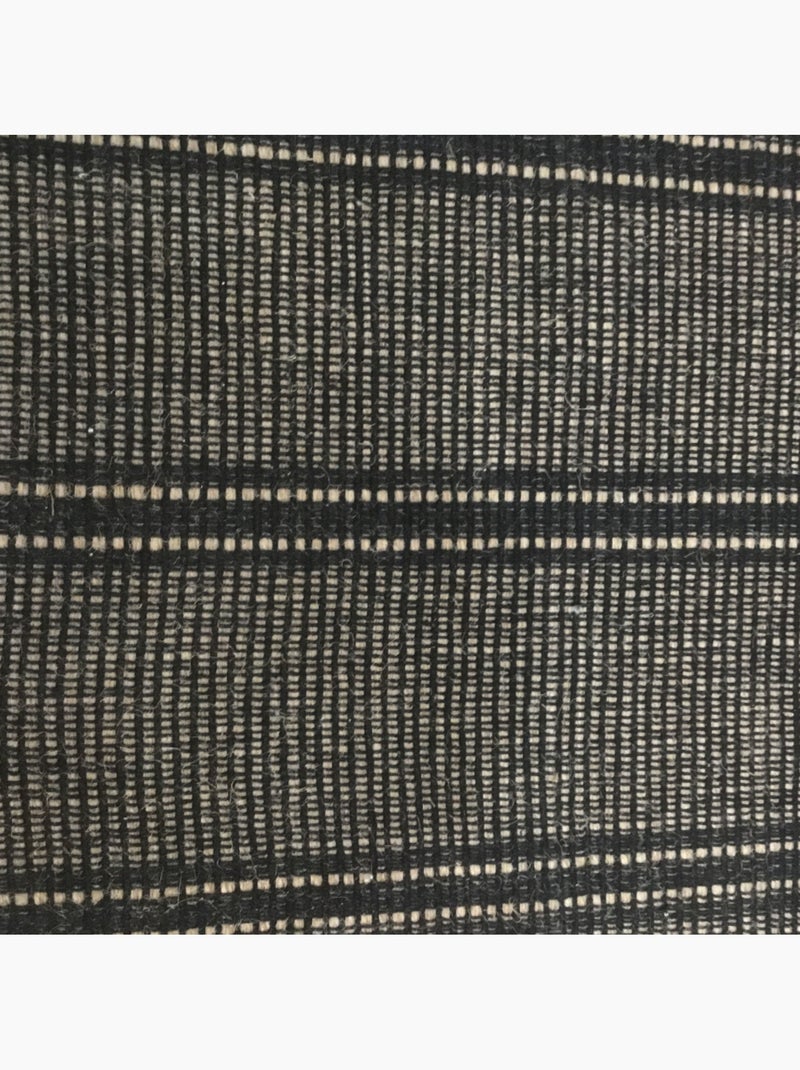 Future Home - Tapis déco à rayures en coton et jute Noir Beige Noir - Kiabi