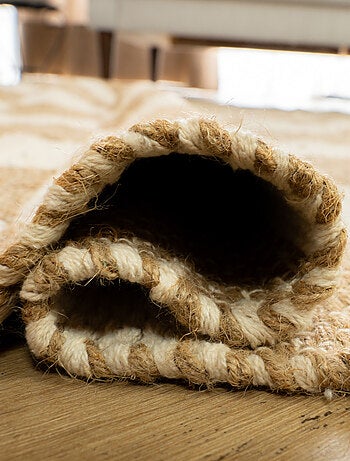 Future Home - Tapis déco damier à franges en coton et jute