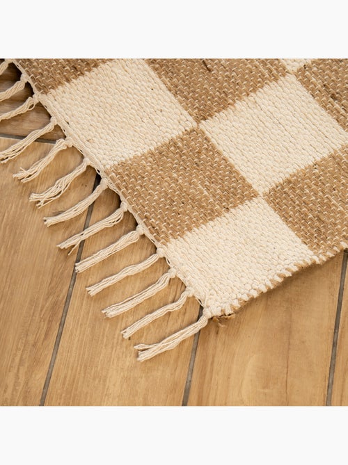 Future Home - Tapis déco damier à franges en coton et jute - Kiabi Future Home - Tapis déco damier à franges en coton et jute - Kiabi