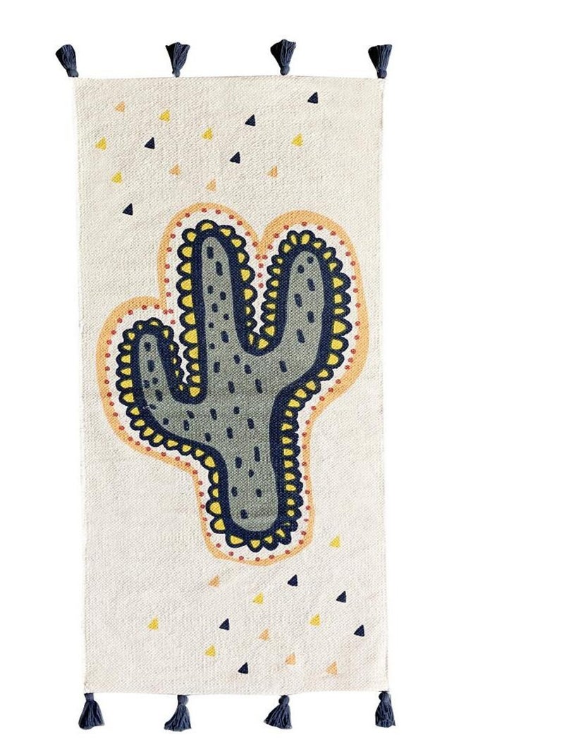 Future Home - Tapis déco enfant cactus en coton tissé Blanc - Kiabi