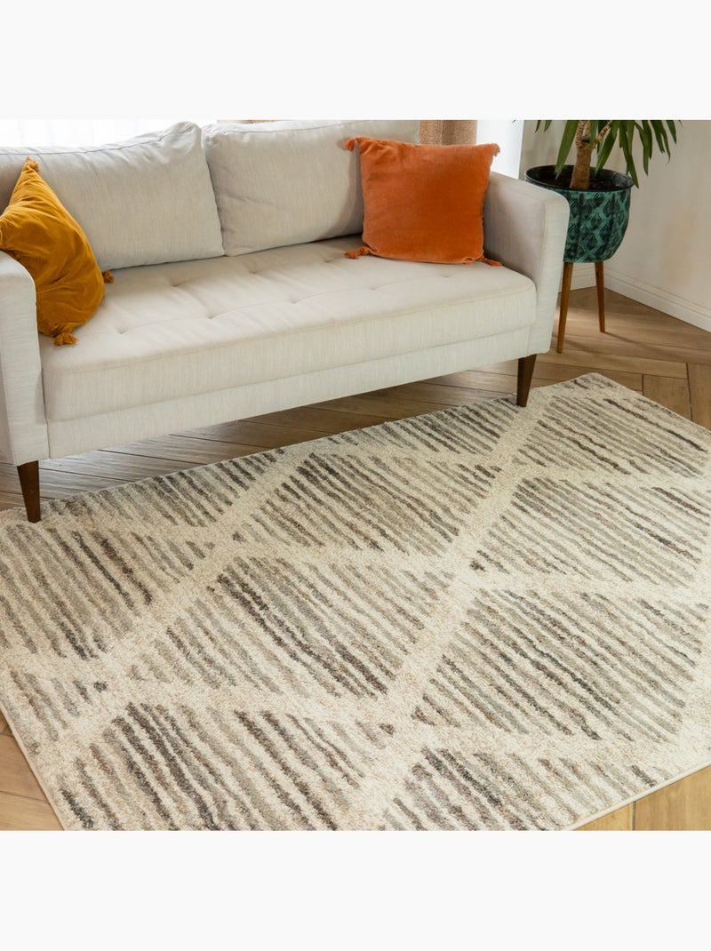 Future Home - Tapis déco intérieur style berbère losanges Beige/Blanc - Kiabi