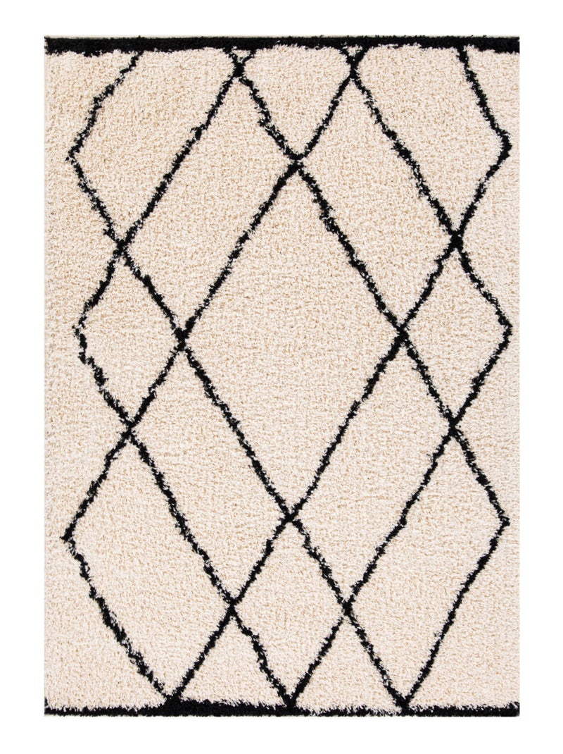 Future Home - Tapis déco type berbère à poils longs Ecru - Kiabi