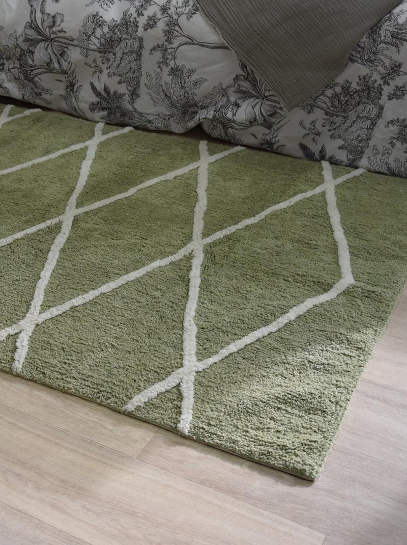 Future Home - Tapis déco type berbère en coton tufté Vert kaki - Kiabi