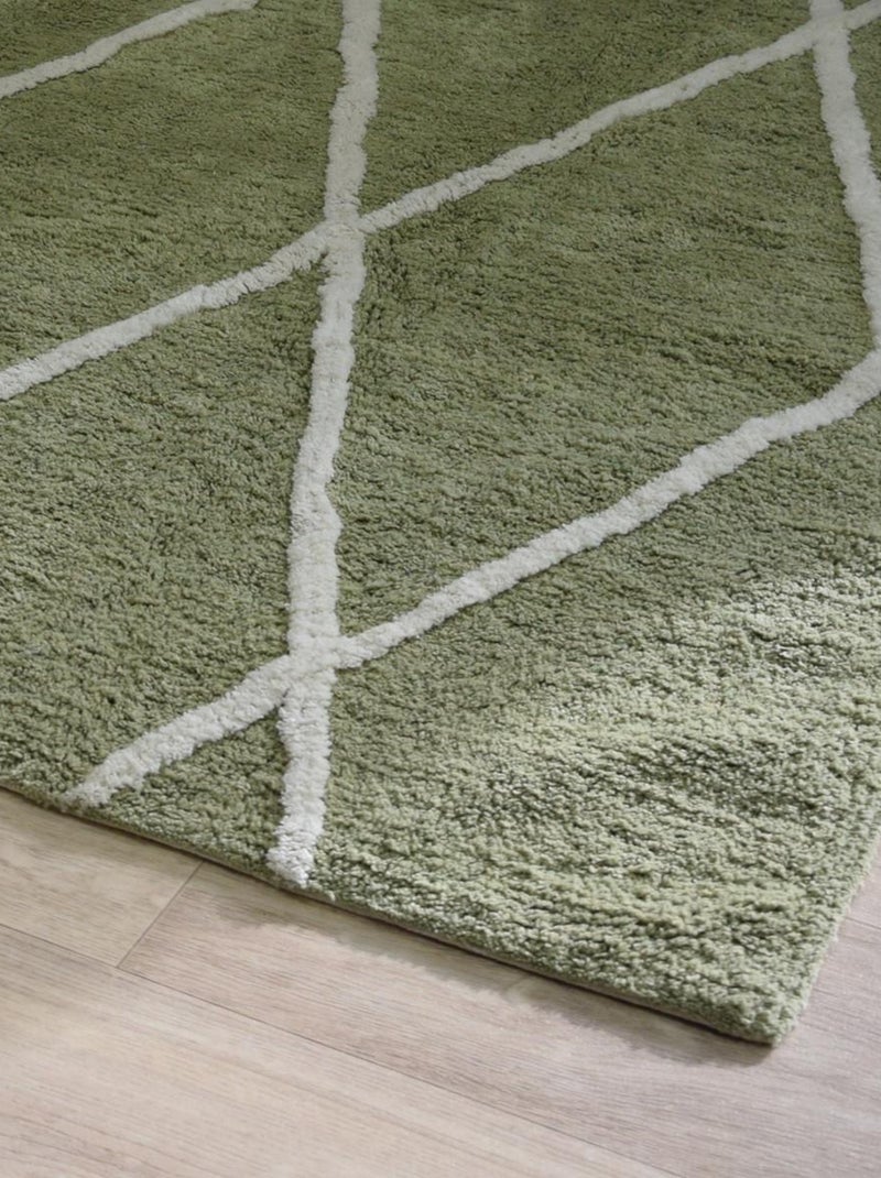 Future Home - Tapis déco type berbère en coton tufté Vert kaki - Kiabi