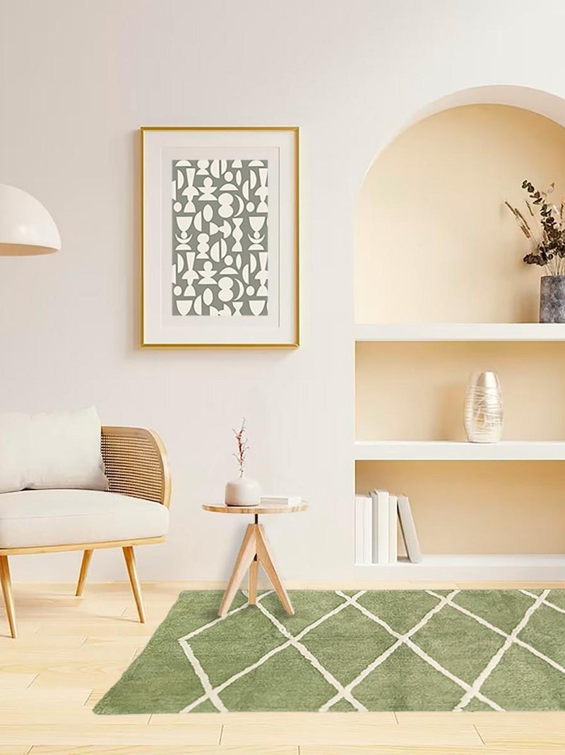 Future Home - Tapis déco type berbère en coton tufté Vert kaki - Kiabi