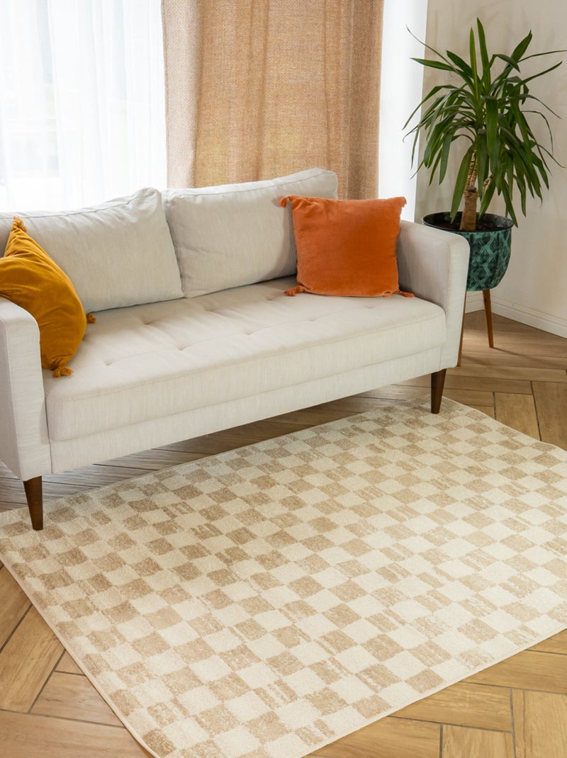 Future Home - Tapis décoration d'intérieur damier Beige - Kiabi