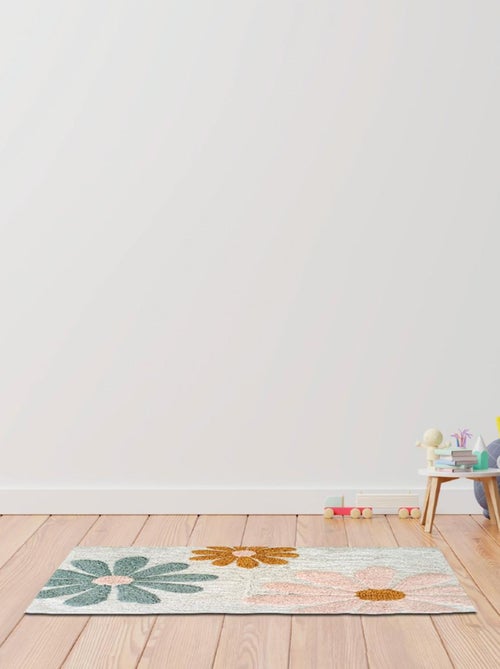 Future Home - Tapis enfant à fleurs en coton tufté - Kiabi