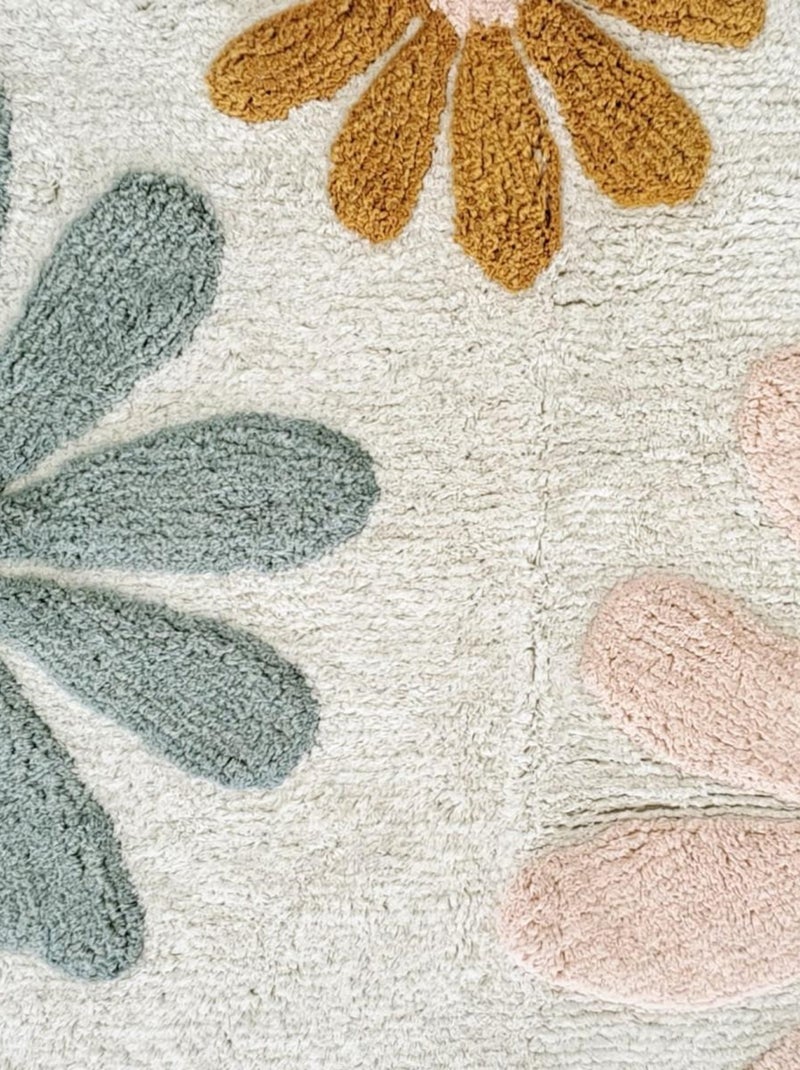 Future Home - Tapis enfant à fleurs en coton tufté Blanc - Kiabi