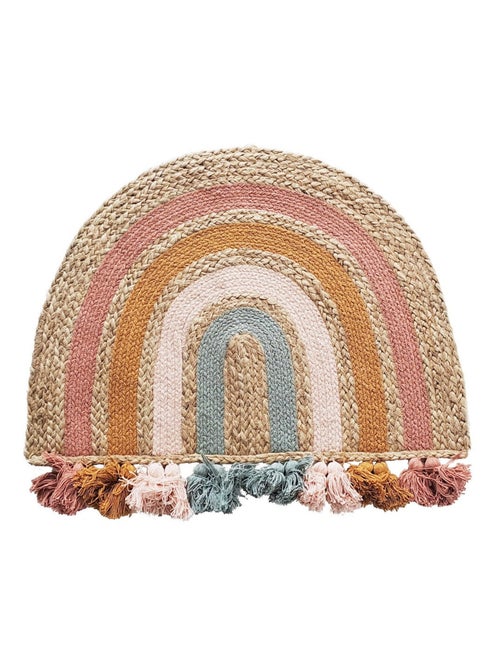 Future Home - Tapis enfant arc-en-ciel à pompons en jute - Kiabi