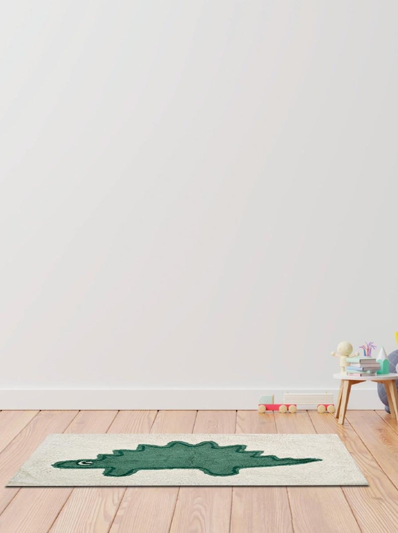 Future Home - Tapis enfant Dinosaure en coton tufté Blanc - Kiabi