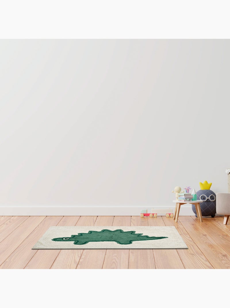 Future Home - Tapis enfant Dinosaure en coton tufté Blanc Vert - Kiabi