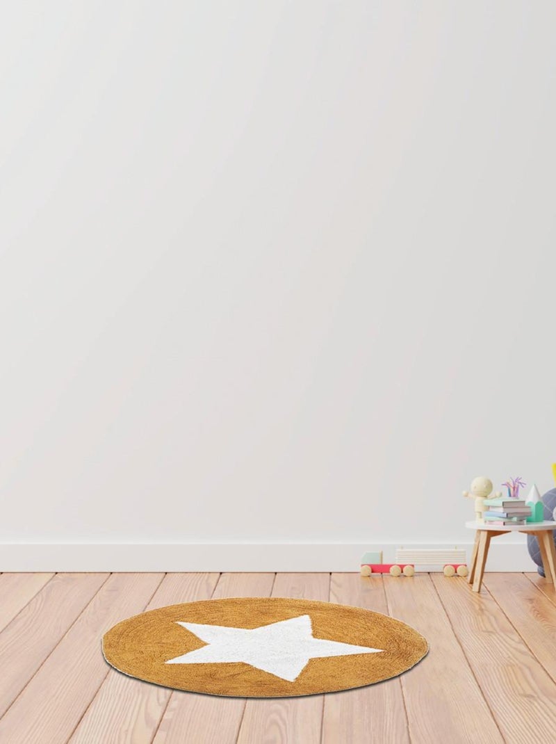 Future Home - Tapis enfant rond étoile en coton Jaune - Kiabi