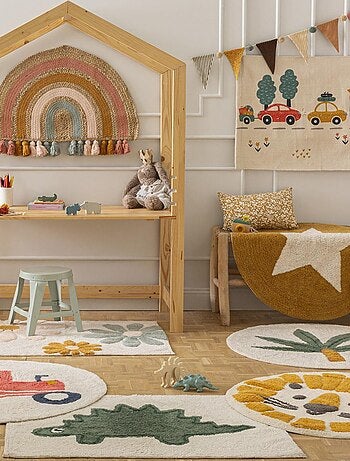 Future Home - Tapis enfant rond palmier en coton