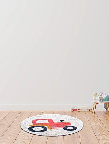 Future Home - Tapis enfant Tracteur rond en coton tufté