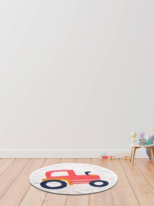 Future Home - Tapis enfant Tracteur rond en coton tufté - Kiabi