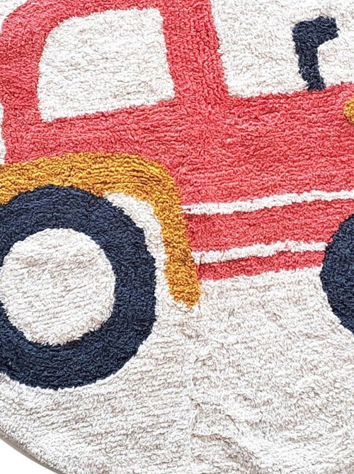 Future Home - Tapis enfant Tracteur rond en coton tufté - Kiabi