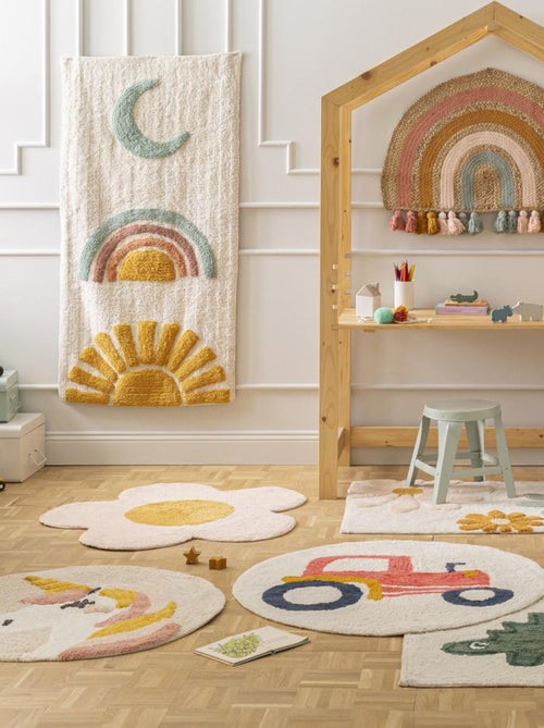 Future Home - Tapis enfant Tracteur rond en coton tufté - Kiabi