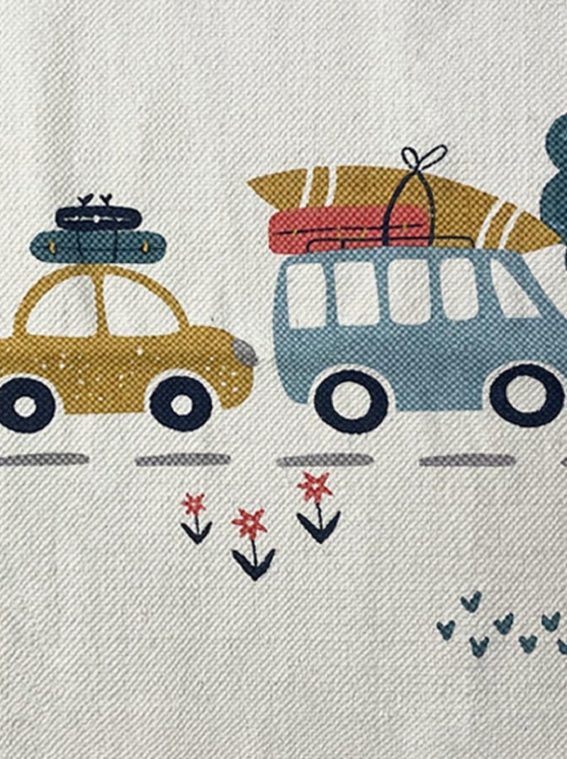 Future Home - Tapis enfant voiture en coton canvas Blanc - Kiabi