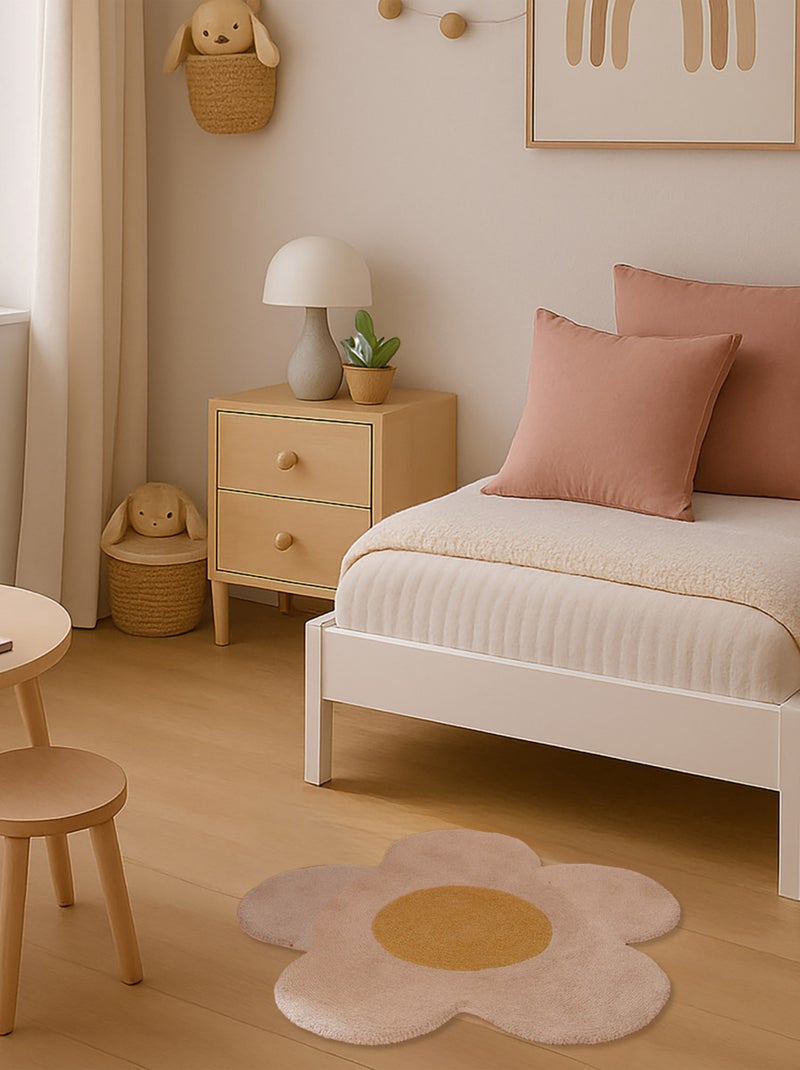 Future Home - Tapis marguerite enfant en coton tufté Rose - Kiabi