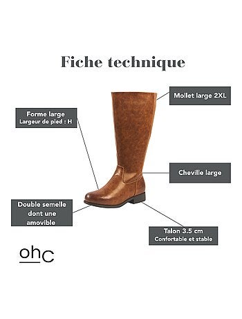 Gabylou - Bottes 2XL pour mollets larges - Modele Orange