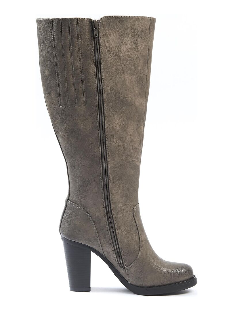 Bottes Hautes Femme GABYLOU MELANIA - Pour Mollets 2XL, Semelle Amovible, Talon 2.5 Cm, Fermeture Zip - 9