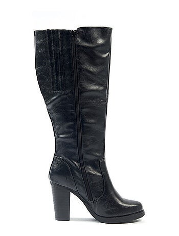 GABYLOU – Modèle SARAH – Bottes Hautes Femme Pieds Larges Mollets 2XL – Double Semelle Amovible, Talon 9 Cm – Fermeture Zip YKK – Élégance Et Allure Féminine – Idéal Occasions Spéciales Ou Bureau