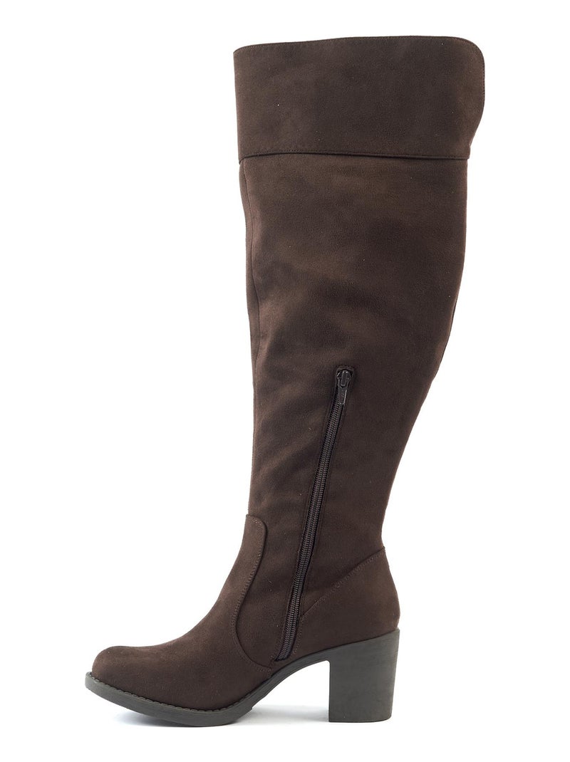 Gabylou - Bottes XL pour mollets larges - Modele Nathalie Marron foncé - Kiabi