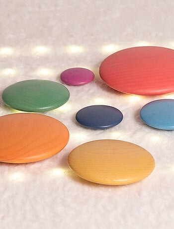 Galets en bois arc-en-ciel