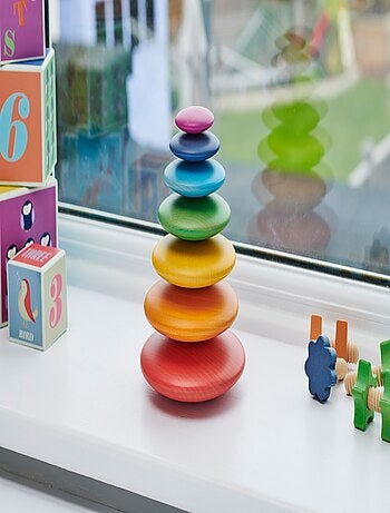 Galets en bois arc-en-ciel