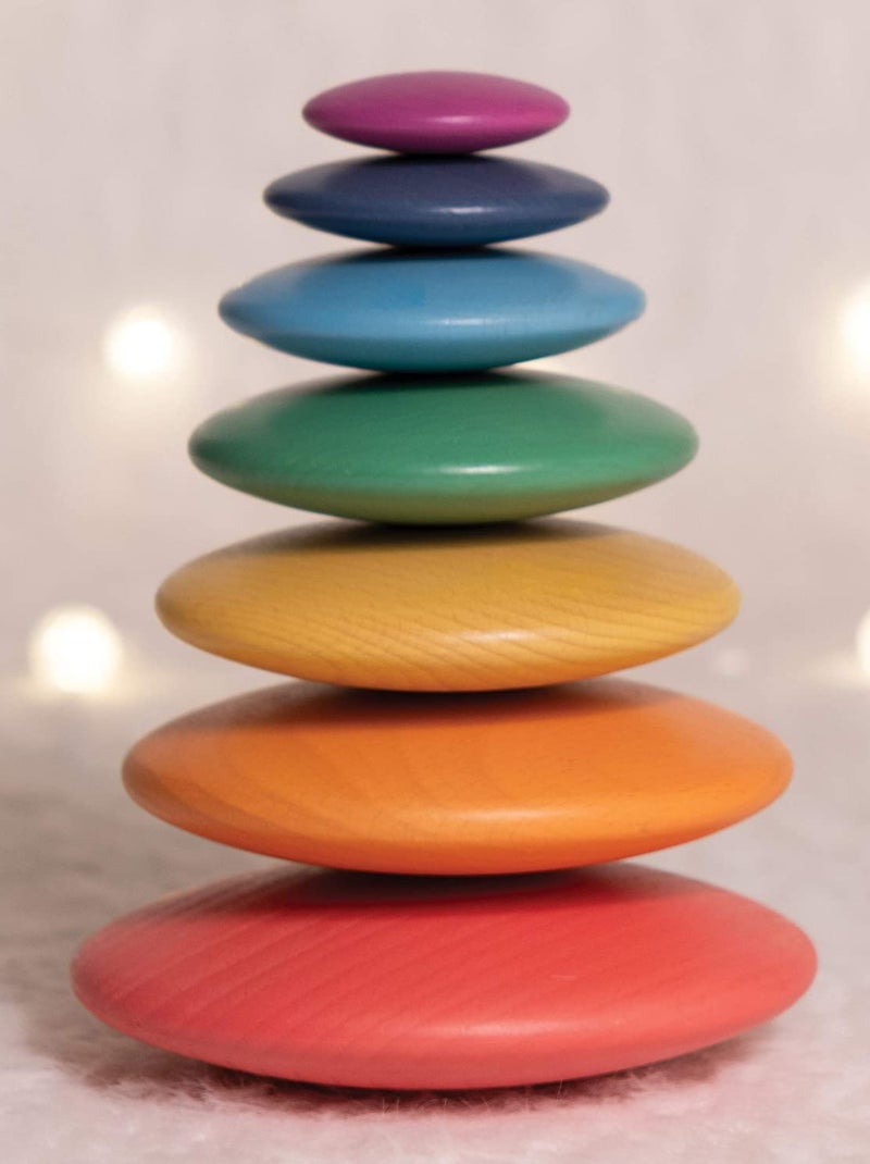 Galets en bois arc-en-ciel Bleu - Kiabi