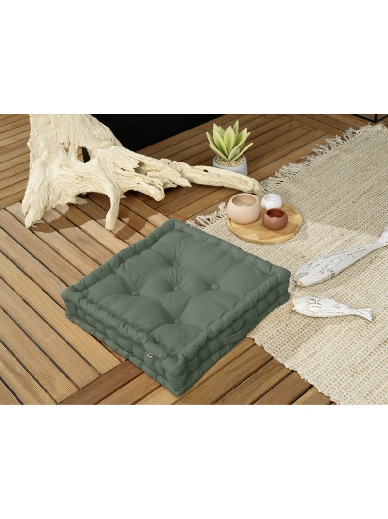 Galette de chaise -  L'effet papillon - 100% Coton Vert chèvrefeuille - Kiabi
