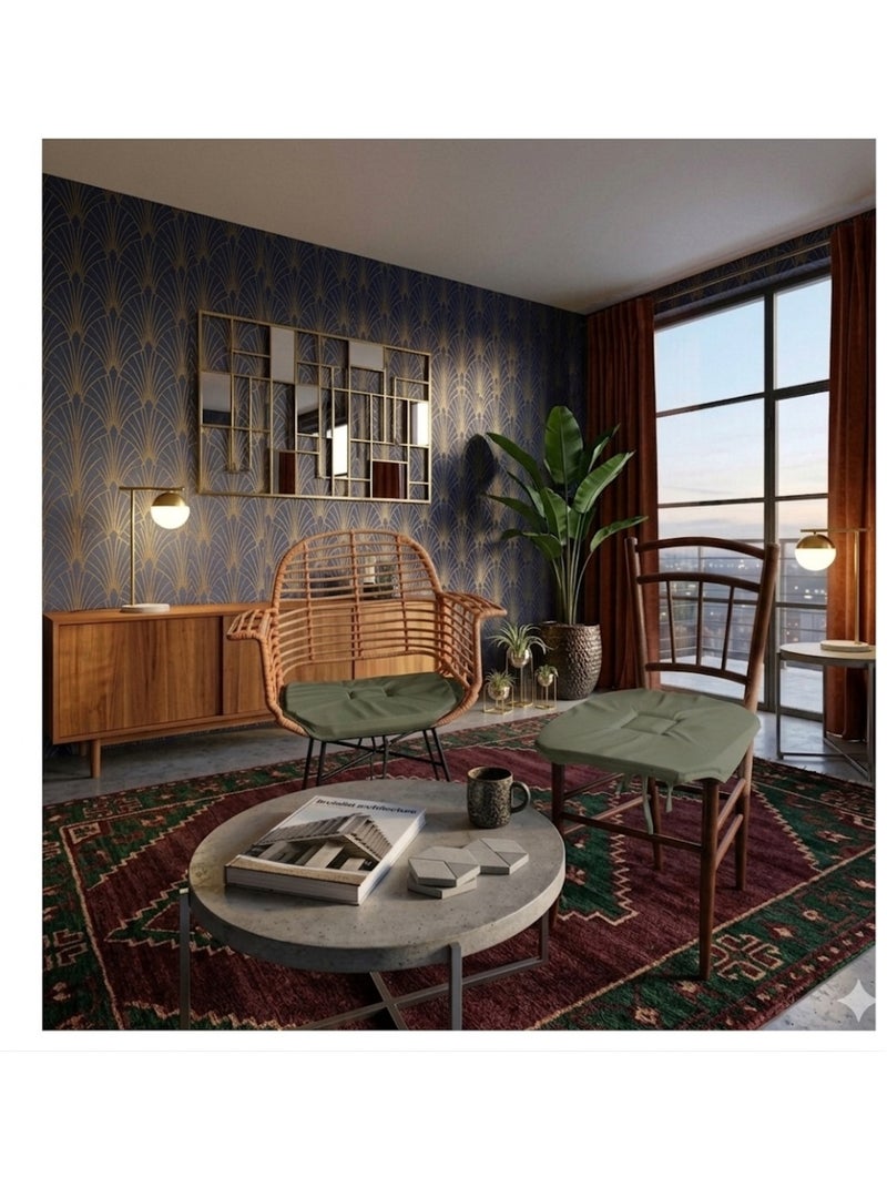 Galette de chaise 4 rabats Collection Nelsen Vert Sauge - Kiabi