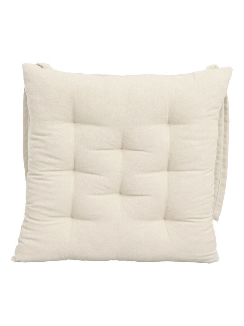 Galette de chaise 40x40x6 100%coton Beige/Blanc - Kiabi