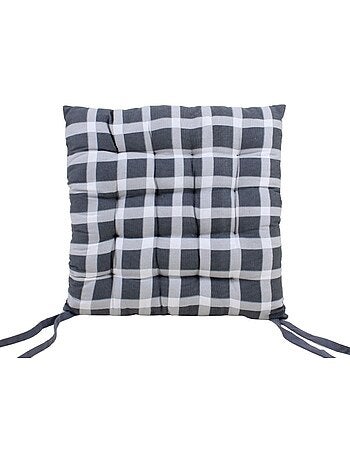 Galette de chaise à carreaux noire et blanche 40cm