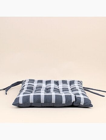 Galette de chaise à carreaux noire et blanche 40cm