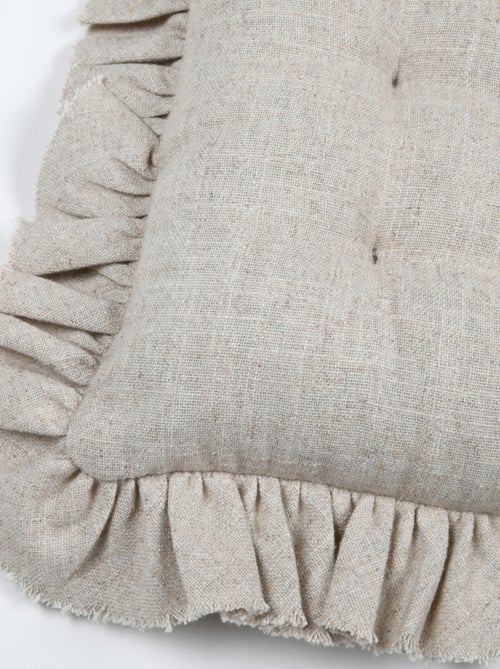 Galette de chaise à volants en coton et lin - Kiabi