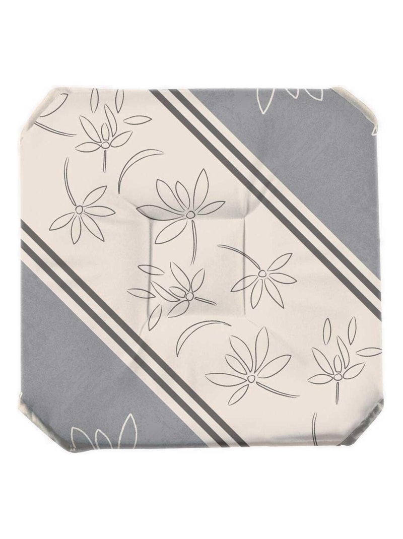 Galette de chaise anti-taches à rabats Lotus Lignes ecru Gris - Kiabi