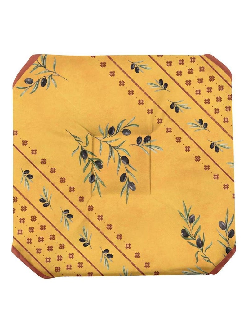 Galette de chaise anti-taches à rabats Olivette jaune Jaune - Kiabi