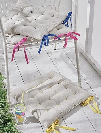 Galette de chaise avec 2 nouettes uni SUMMER