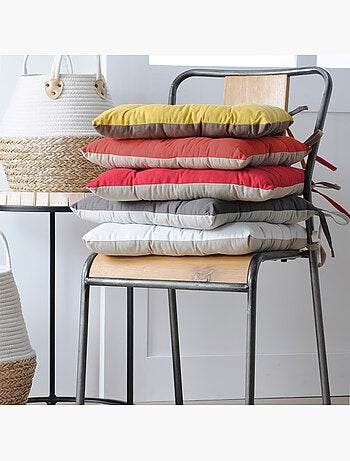 Coussin de chaise bicolore réversible