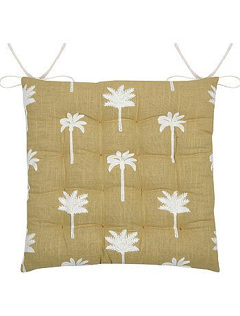 Galette de chaise brodée à motifs palmiers