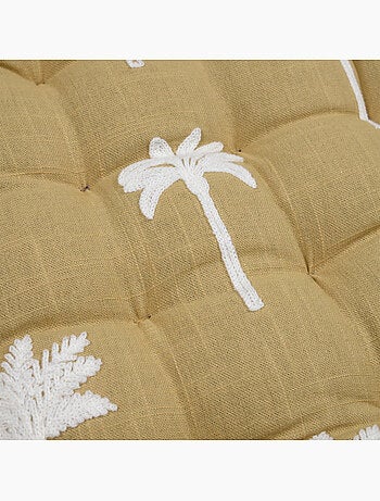 Galette de chaise brodée à motifs palmiers