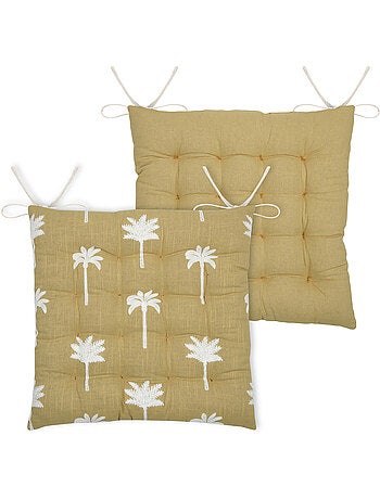 Galette de chaise brodée à motifs palmiers